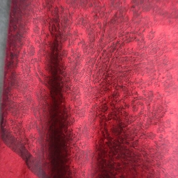 Pashmina - Reversable, Silk Blend, 90s Vintage, Red Black Exotic - Picture 8 of 11